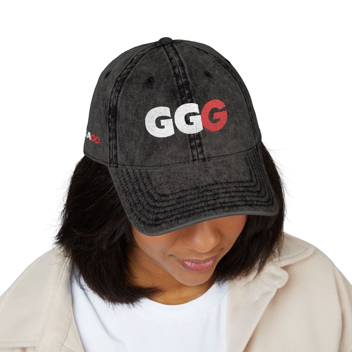 Vintage Embroidered 'GG' Cap - Distressed Red Baseball Hat