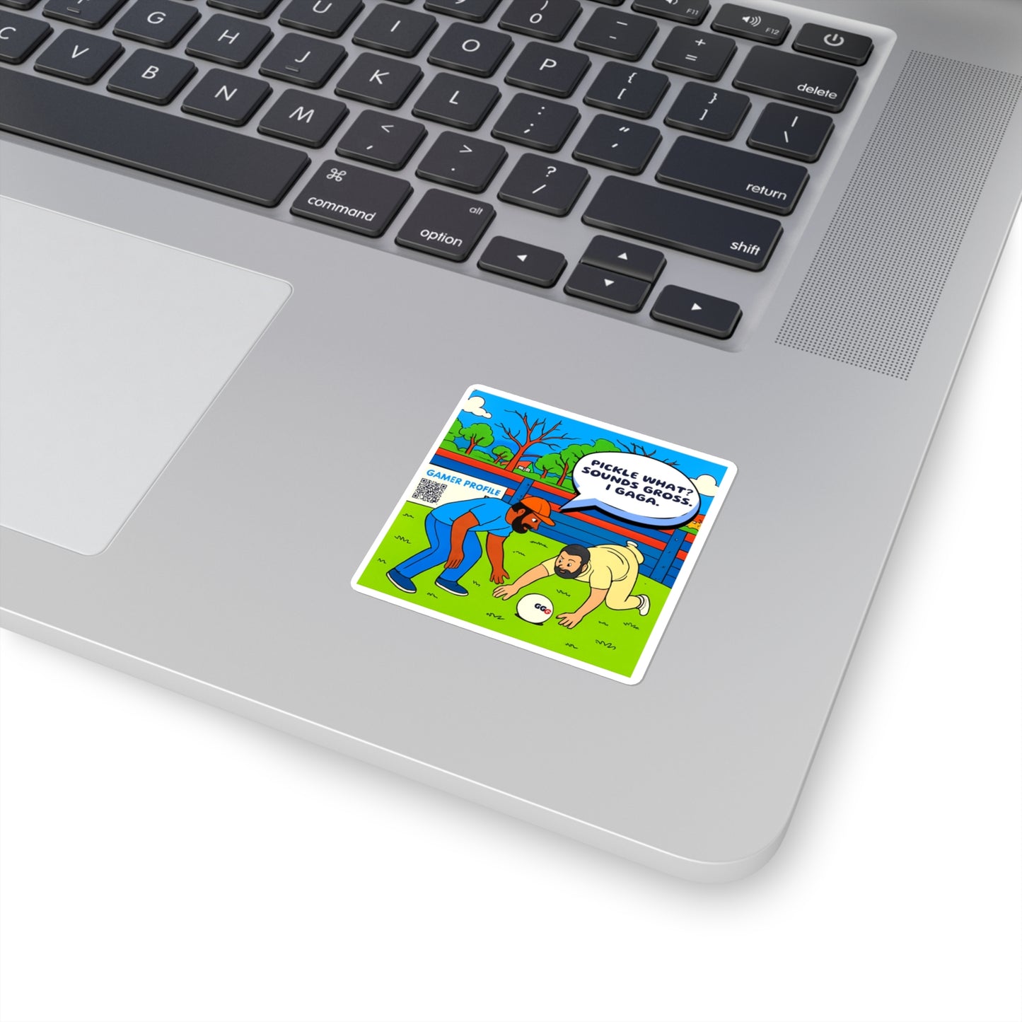 Square Sticker — Funny Gamer Comic 'Pickle What? Sounds Gross. I Gagaball'