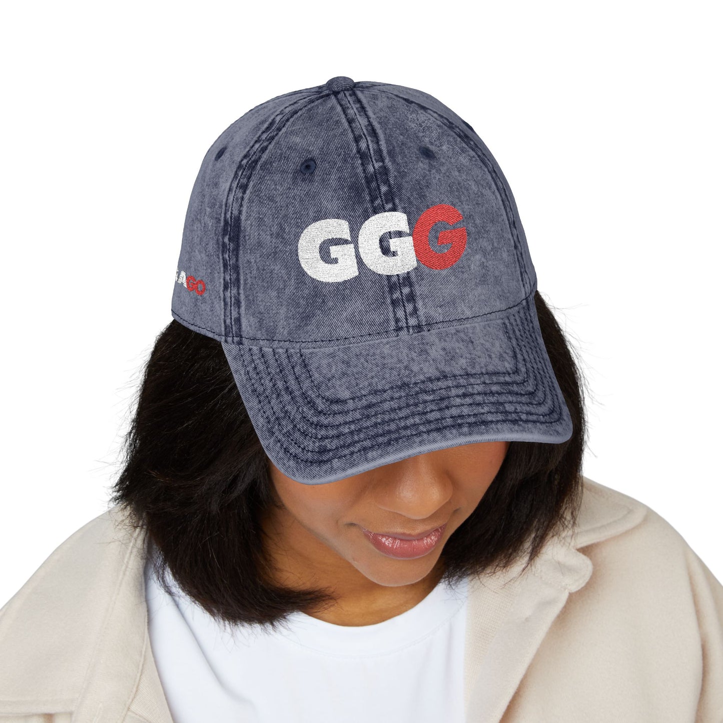Vintage Embroidered 'GG' Cap - Distressed Red Baseball Hat